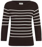 Kaffe Vrouwentrui KALizza Lange Mouw Ronde Hals Katoen Gestreept M Coffee Bean / Chalk Stripe