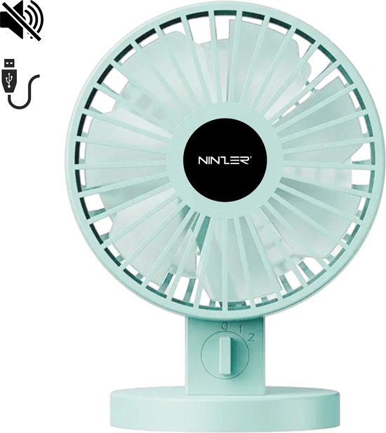Ninzer® Super Stille - Mini Fan USB Ventilator - Tafelventilator | Blauw