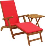 vidaXL Ligstoel Massief Acacia Hout Rood