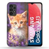 Beschermhoes Samsung Galaxy A13 Beschermhoes, Kat Motief, Violet