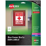 Avery Surface Safe Sign Labels, 12,7 cm x 17,8 cm, verwijderbare lijm, water- en chemicaliënbestendig, 30 stuks muurstickers (61511)