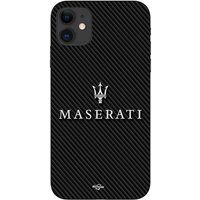 Maniacase iPhone 11 Maserati wit met carbonachtergrond hoesje