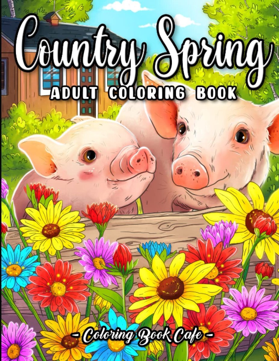 Coloring Book Cafe Country Spring Coloring Book - - Kleurboek voor volwassenen