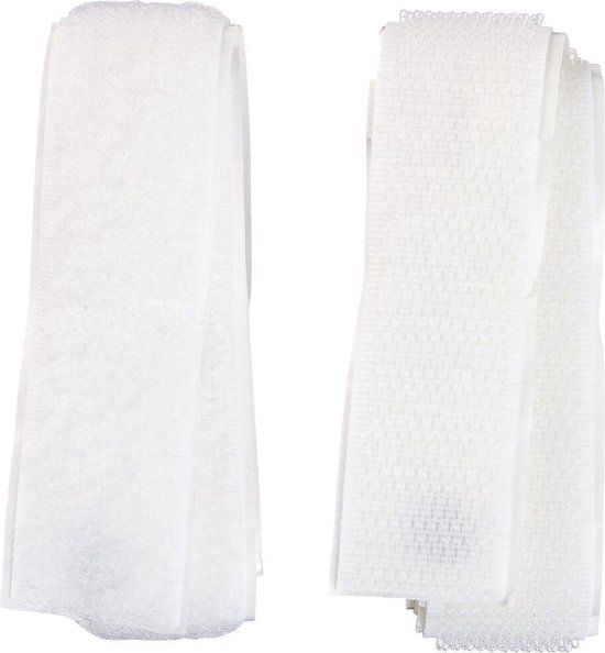 HEMA Zelfklevend klittenband wit - 0.5 m x 2 cm - 100% polyester - stevig klitteband