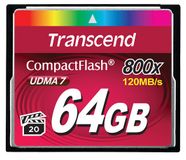 Transcend Carte CompactFlash 64Go 800x - Vitesse de lecture 120 Mo/s