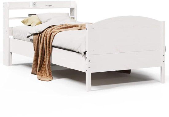 vidaXL Bedframe - Massief Grenenhout - Wit - 75x190 cm