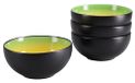 Creatable, 24930, serie Hot Green, 4-delige serviesset voor 4 personen, Buddha Bowl van aardewerk, vaatwasser- en magnetronbestendig, kwaliteitsproductie
