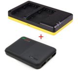 Powerpakket Deluxe : NP-FP50 double chargeur + 5000mAh Powerbank pour 2 batteries Sony NP-FP50 / NP-FP70