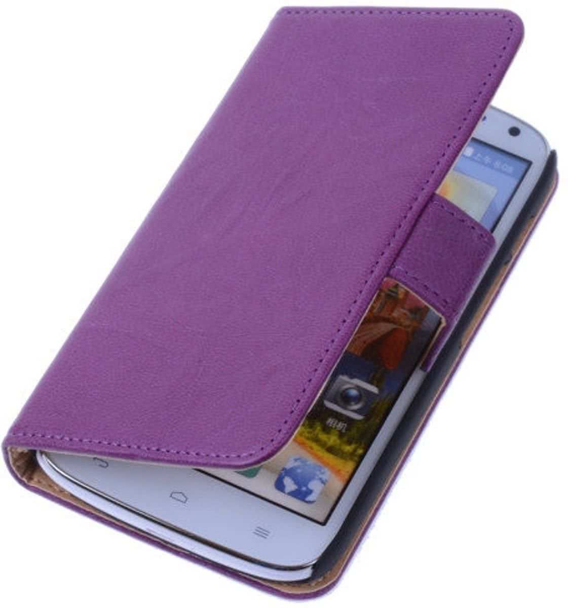 Best Cases .nl Polar Echt Lederen Lila Huawei Ascend Y530 Bookstyle Wallet Hoesje