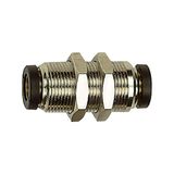 Rechte RIEGLER Rechte Schott-connector »click-clock«, M20x1,0, voor buitenslang Ø 12 mm, werkdruk max. 16 bar, messing vernikkeld