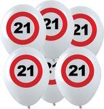 Merkloos / Sans marque Espa Nv Verjaardagfeest leeftijd ballon - 21 jaar - 24 stuks - Wit