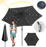 Merkloos Parasol - Tuin - Balkonparasol - 2.7m - 30° Kantelbaar - Waterdicht - LED - Grijs