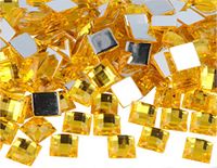 Decoratieve edelstenen van acryl, vierkant, geel, 12 x 12 mm, 500 stuks.
