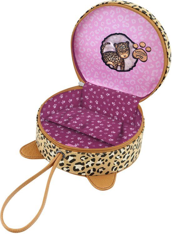 Gorjuss Luipaard Reistasje - Bruin - Polyester - Unisex - 19.5 x 17.5 x 8 cm