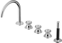 Hotbath Cobber @ Work 5 Gats Badrandcombinatie - 2 Knops Mengkraan met Draaibare Uitloop - Omstel en Handdouche - Chroom