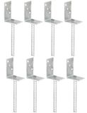 Alberts Set van 8 L-paaldragers, met betonanker van geribbeld staal, thermisch verzinkt, breedte 80 mm, lengte van het geribbeld staal 200 mm