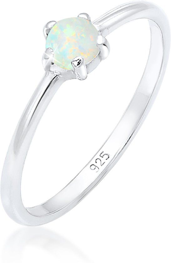 Elli Ring Basic Band Ring Synthetic Opal Geo 925 Silver