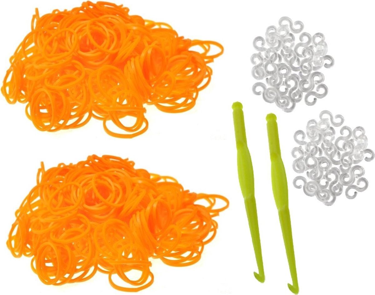 Behave 600 Loom Bands met 2 weefhaken en S-clips oranje