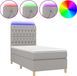 vidaXL Boxspringbed met matras en LED-verlichting, lichtgrijs, 90x200 cm, stof