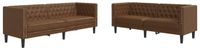 vidaXL Chesterfield 2-delige Loungeset Kunstsuède Bruin