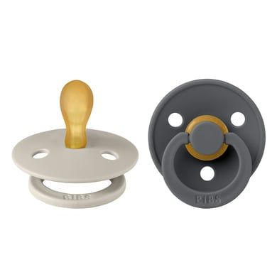 BIBS Colour - Symmetrische Fopspeen - Sand & Iron - 0-6 Maanden - 2 Stuks