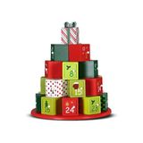 Wintem Adventskalender 2025 met 25 decoratieve, herbruikbare laden voor Kerstmis, doe-het-zelf cadeau-idee, luxe houten adventsboom voor snoep en verrassingen