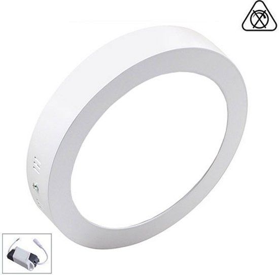 Bse LED Downlight - Opbouw Rond 18W - Helder/Koud Wit 6000K - Mat Wit Aluminium - Ø225mm