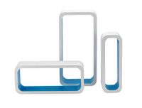 King Home M1105004/A plank, 3 stuks, rechthoekig, MDF, tweekleurig, wit/lichtblauw
