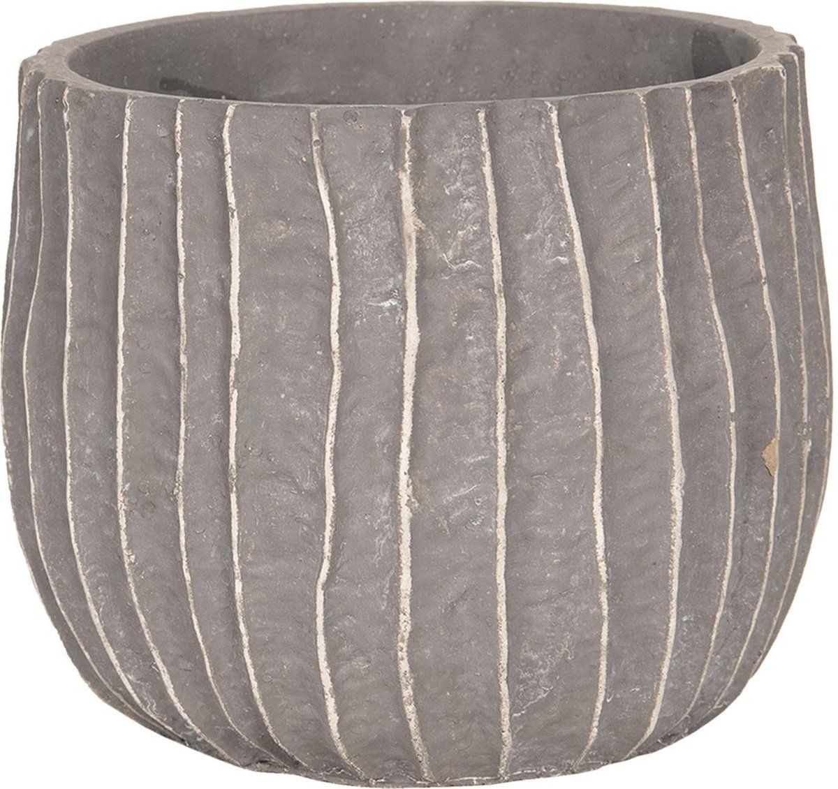 Clayre & Eef Bloempot | Ø 19 cm | Bruin | Beton | Rond | Strepen | 6TE0250M