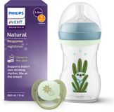 Philips Avent Natural Response Nighttime Babyfles en Fopspeen - 260 ml - Flow 3 - Glow in the Dark