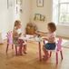 Princesse Set De Table Avec 2 Chaises En Bois Rose Pour Chambre Enfant, Dossier En Forme De Couronne