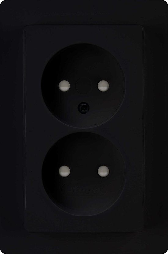Kopp Paris Dubbele Wandcontactdoos - Mat Zwart - Zonder Randaarde - Inbouw