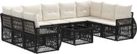 vidaXL - Tuinbank - Set - 4 zitplekken - Zwart en crèmewit - Polyrattan