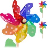 Relaxdays windmolen - set van 2 - bloem met stipjes - regenboog - kinderen - tuinsteker