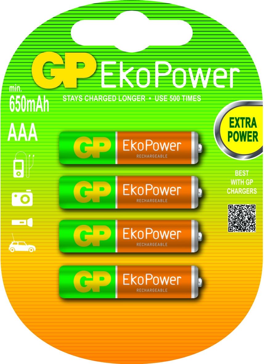 GP Batteries AAA - 4 stuks - 650 mAh - NiMH - 1.2V - Blister