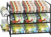 Sans marque Étagère à canettes empilable, organisateur pour placards de cuisine, plans de travail ou de rangement, 3 niveaux, distributeur de canettes avec étagères latérales, rangement pour 42 canettes, Noir
