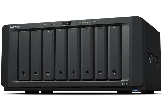 Synology DiskStation DS1821+ NAS Server - 8-Bay - AMD Ryzen V1500B - 4GB RAM