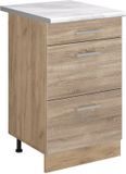 Vicco Keukenonderkast R-Line, Sonoma/Goudkleurig Eiken, 50 cm marmer werkblad