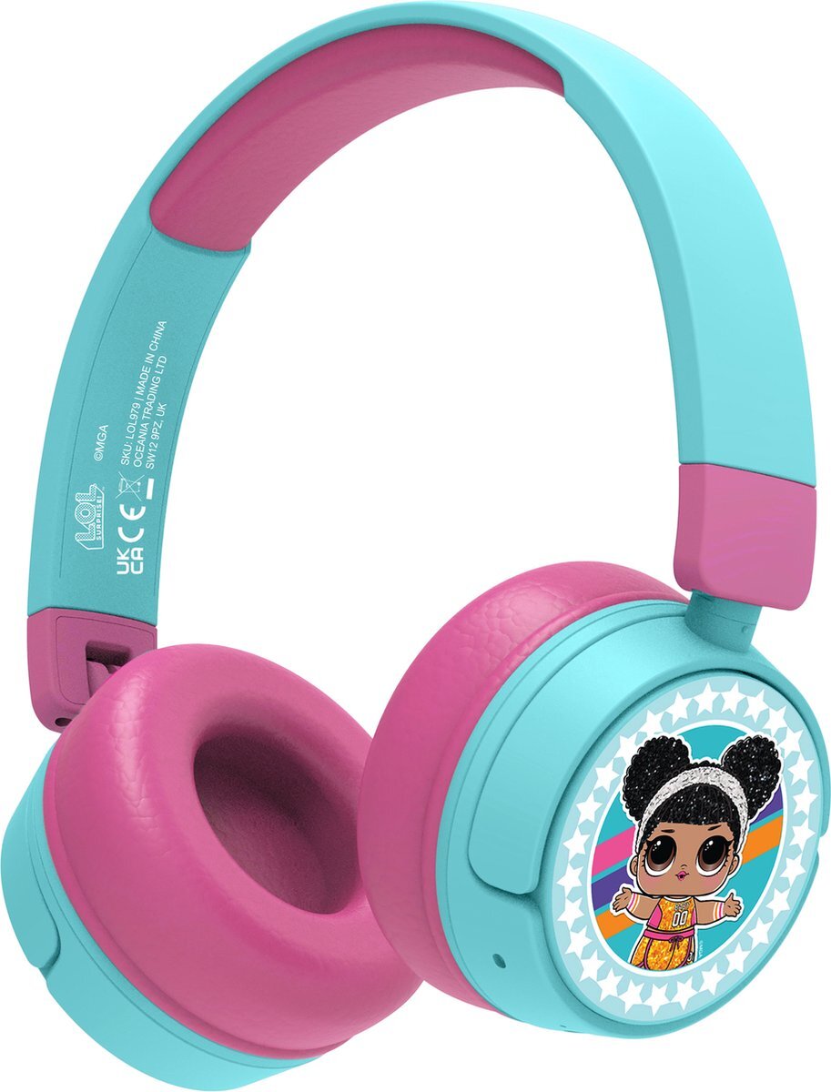OTL Technologies LOL Surprise Fierce - draadloze junior koptelefoon - volumebegrenzing - microfoon - inklapbaar - lange speeltijd blauw, roze
