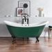 Hudson Reed Vrijstaand Bad met Twee Rugleuningen Klassiek 175cm x 73cm - Evergreen (Vert), met Zwarte Badpoten | Oxford