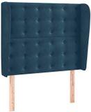 vidaXL Hoofdbord met randen 103x23x118/128 cm fluweel donkerblauw
