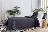 Todocama Fijne sprei met ruitpatroon, voor lente, zomer, herfst en winter, 100% microvezel, extra zacht, multifunctionele sprei, bedsprei, 105-200 x 260 cm, donkergrijs