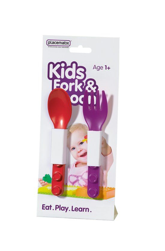 Placematix Lepel en Vork - Voor Kinderen - Paars/rood - Set van 2 stuks