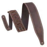 Levy's Leathers Butter Double Stitch 2.5" breed kledingstuk lederen gitaarriem; Deluxe Series - Donkerbruin (M17BDS-DBR)