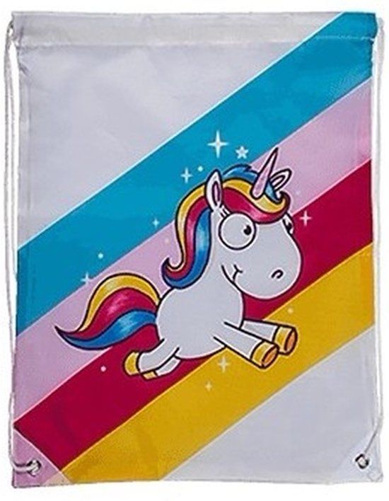 Gymtasje Eenhoorn met Regenboog - 42 cm - Polyester - Multi