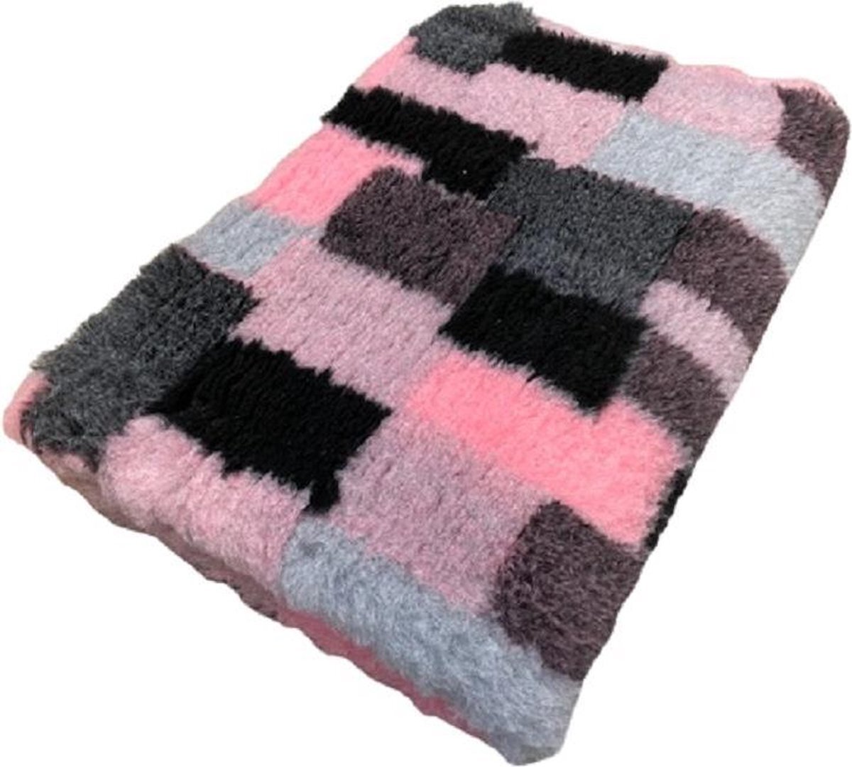 Topmast Vetbed - Dierenkleed - Dierenmat Patchwork Roze Grijs Zwart - latex anti-slip 100 x 75 cm - machine wasbaar roze