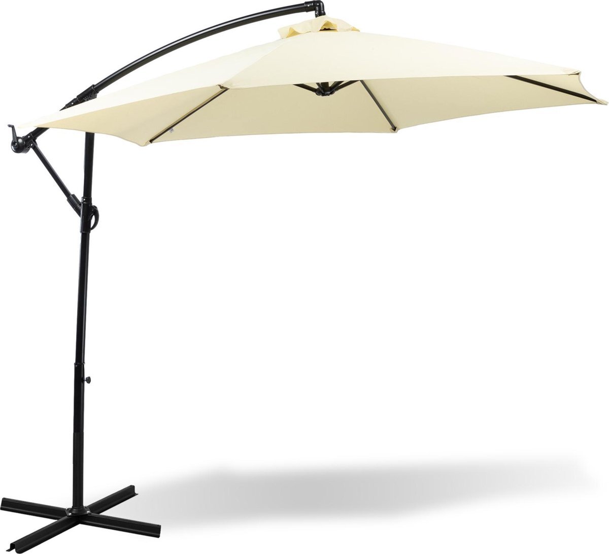Maxx-garden Parasol - Zweefparasol - Ø300 cm - Frame royal grey - Creme - Met extra parasolhoes