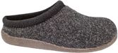 Q-Fit Bern 2 Zwarte pantoffel van wol vilt met uitneembaar voetbed