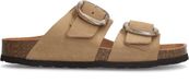 Manfield Dames Beige Suède Slippers met Gesp - Maat 41