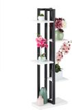 Merkloos Relaxdays plantenstandaard 5 etages - binnen - 117x43x22 cm - staal - mdf - zwart-wit
